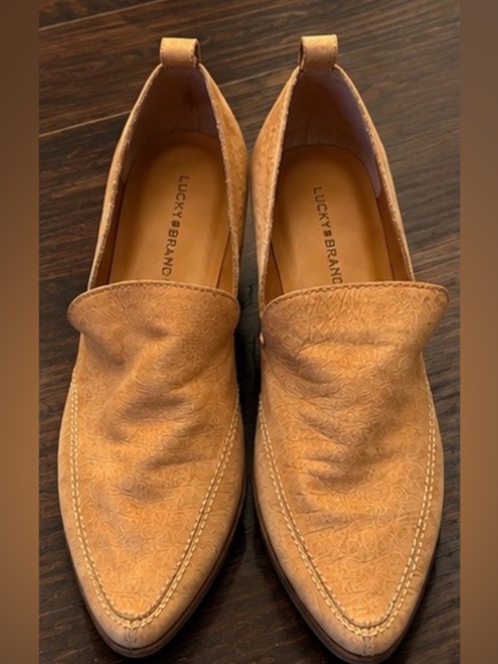 Lucky Brand Mahzan Tan Leather Pointed Toe Loafers Women’s 7.5